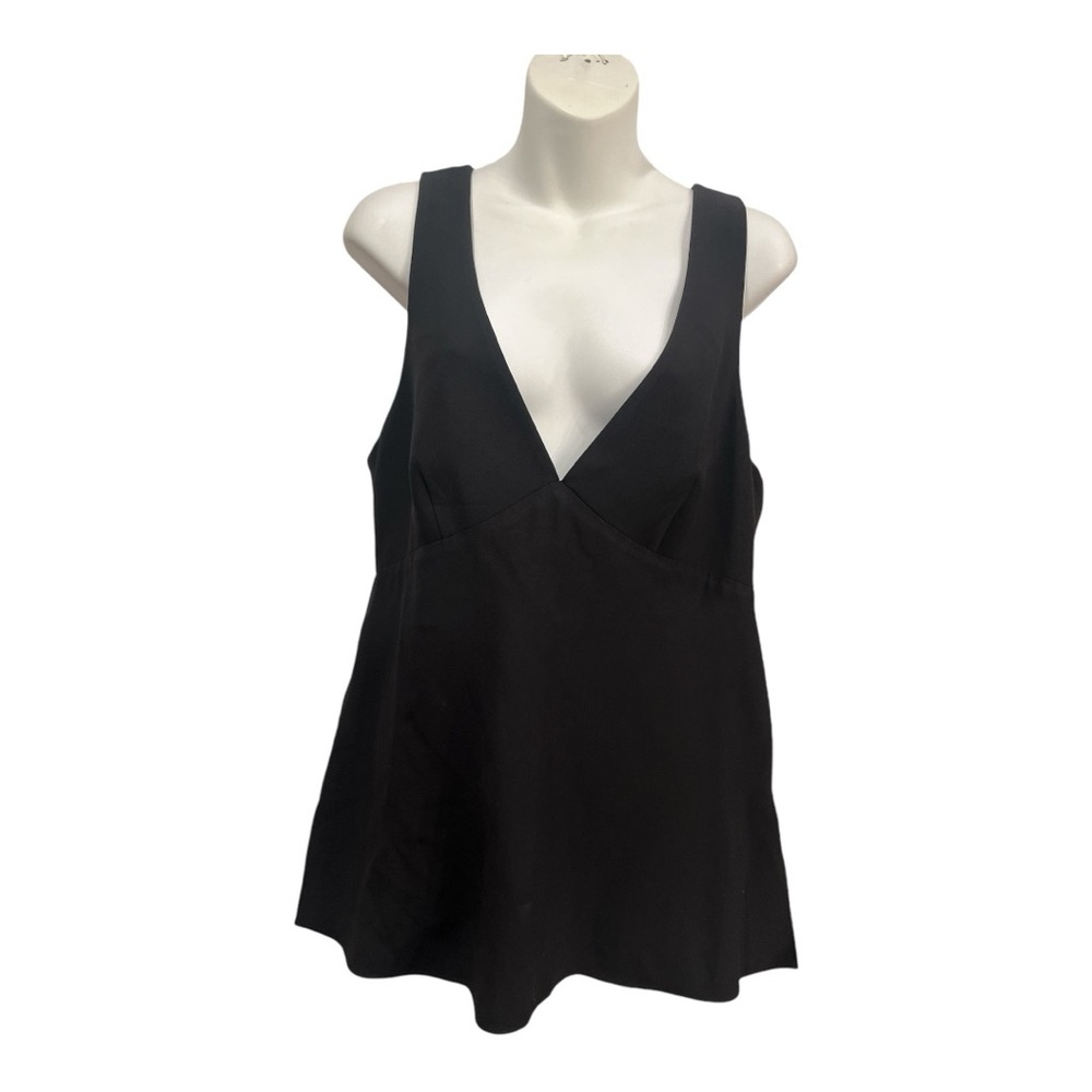Theory - New - Lunete Black Crepe Sleeveless Top Size large